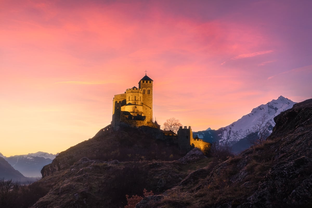 beautiful view of the valere basilica in sion at s